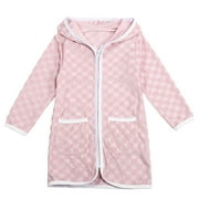 Toddler Girls Boys Bathrobe Swim Cover Up Zip Up Hooded Long Sleeve Coverup Kids Beach Towel Robe Kimono Soft Child Dailywear